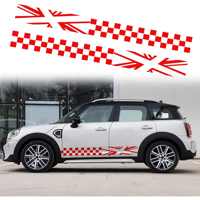 Compatible With Car Side Stickers Decals Auto Racing Body Side Door Stripes Vinyl Stripe Decal Decoration Lattice Style