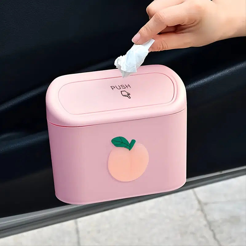 Press-type Flip-top Cartoon PVC Patch Car Trash Can