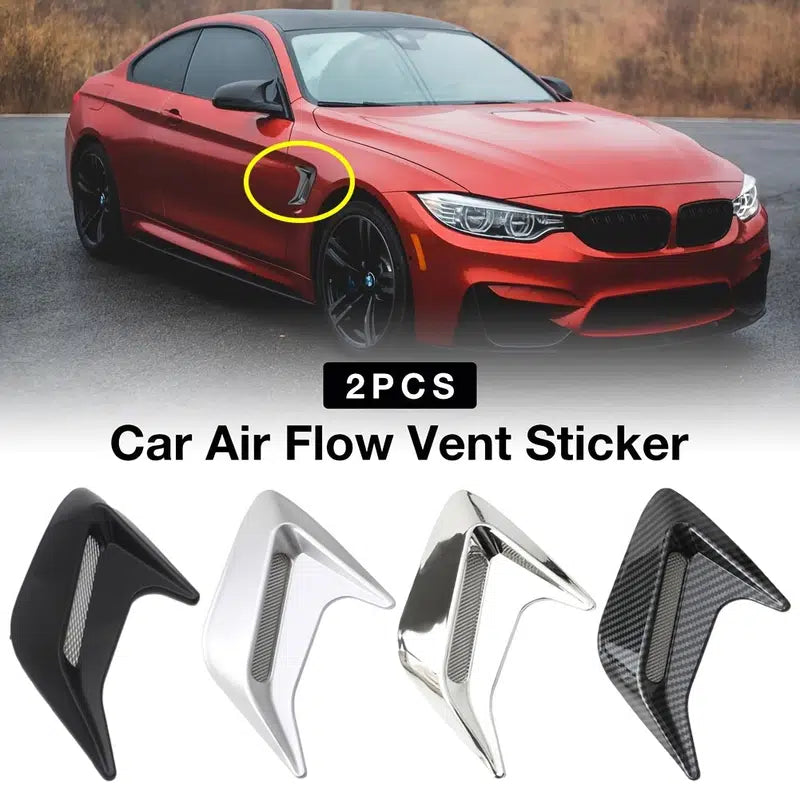 2pcs Car Vent Grille Cover, Decorative Air Flow Intake Car Air Intake Decals Shark Fin Airflow Vent Fenders Stickers For Various Car Models