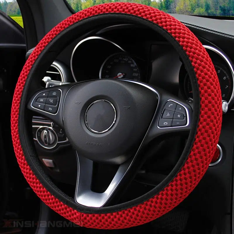 Car Steering Wheel Cover Leather, Carbon Fiber Sports Steering Wheel